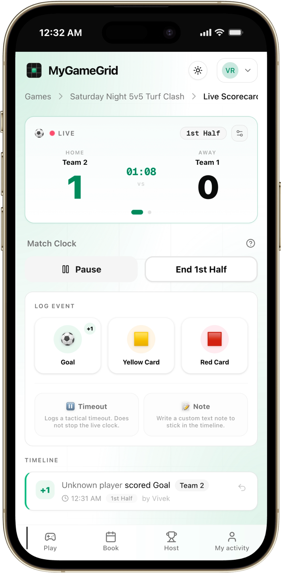 Live Pitch-Side Digital Scorecard