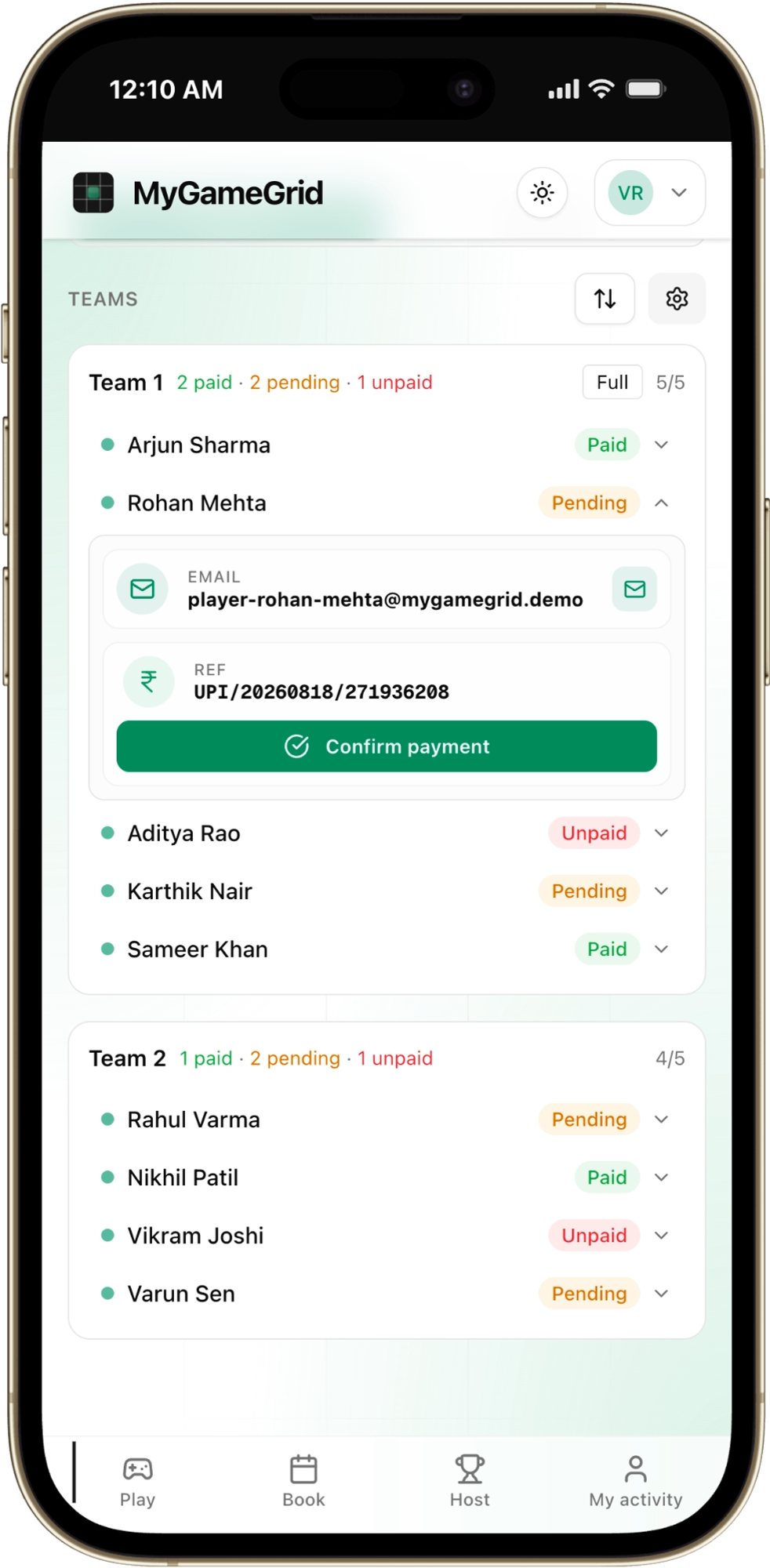In-App UPI Payment Verification Ledger